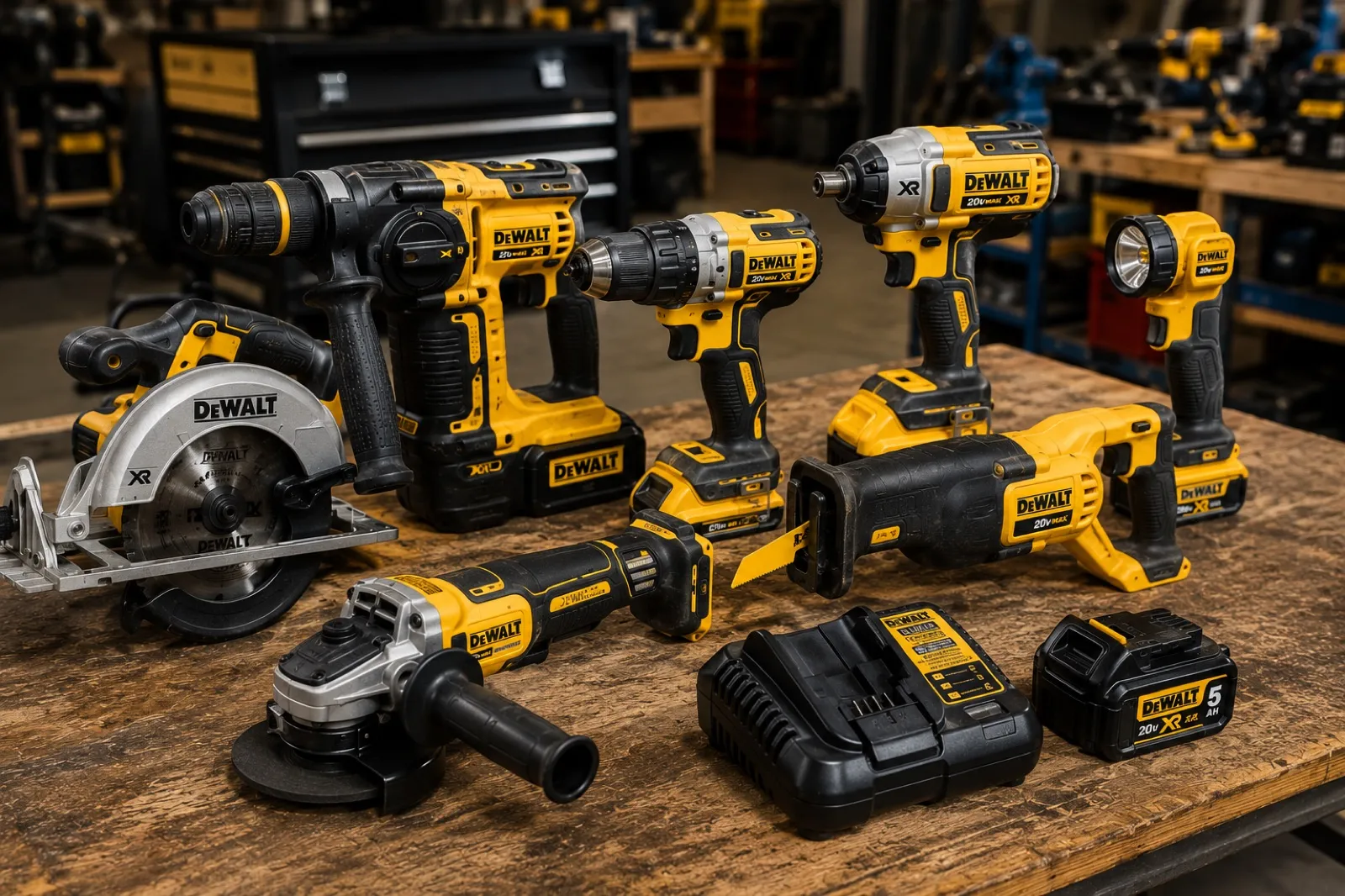 Conjunto de máquinas e ferramentas DeWalt para locação